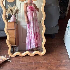 ASA KAFTANS Venice Abbott Kinney Pink Tie-Dye Halter Maxi Dress